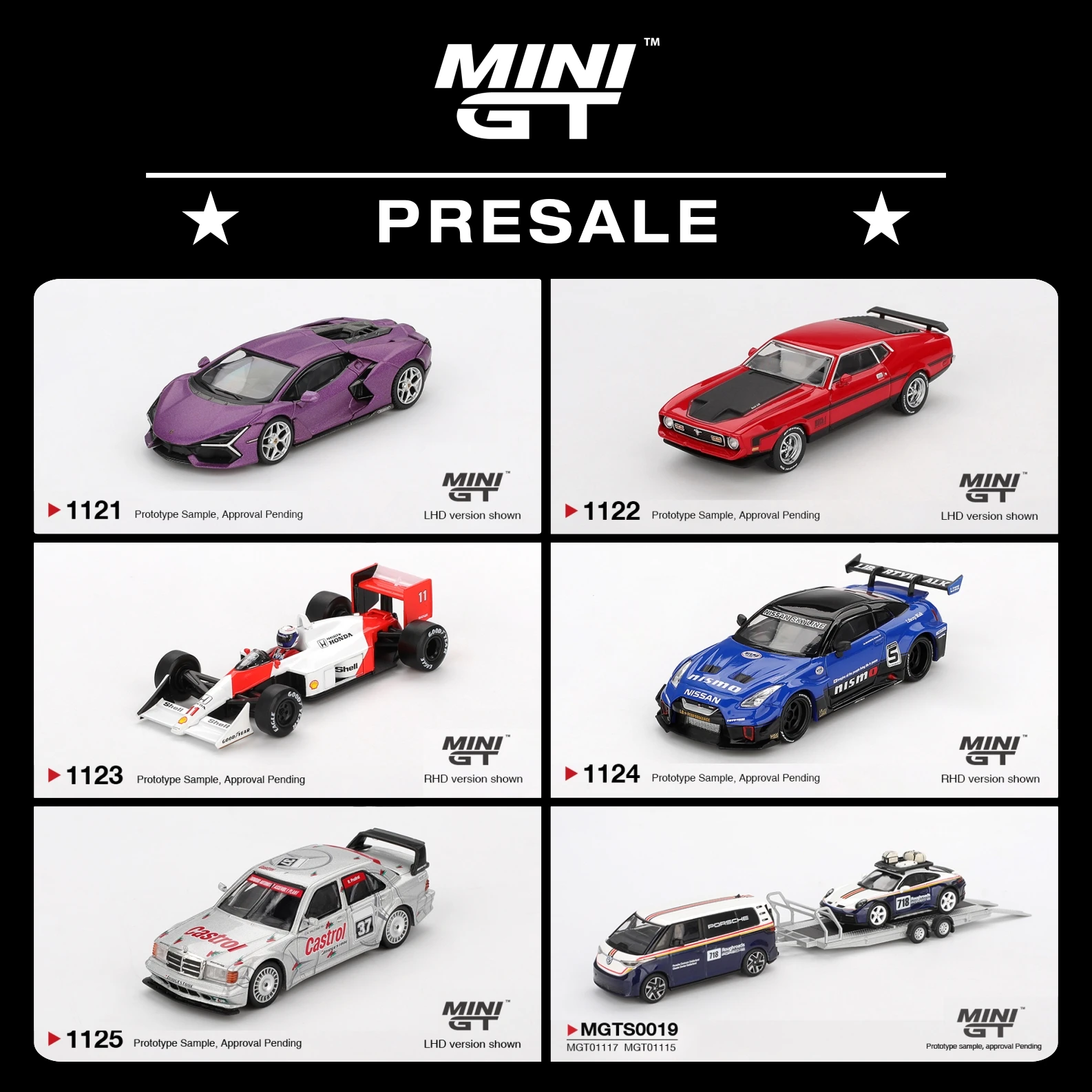 사전 판매 MINIGT 1:64 LBWK Abas ER34 GT3RS LBWK 머스탱 S15 MCL M3 Aventador EB110 GT GTR R34 다이캐스트 자동차 모델 컬렉션 완구