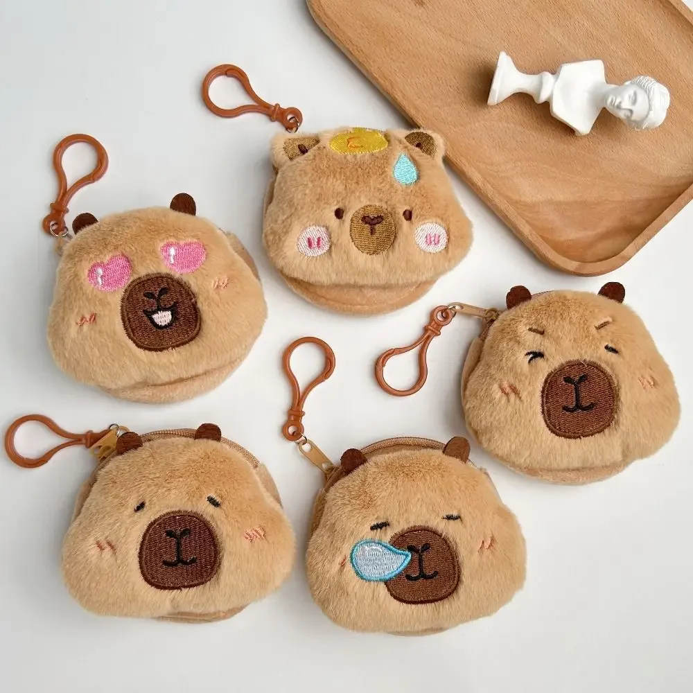 새로운 크리 에이 티브 Capybara 애니메이션 플러시 동전 지갑 패션 Kawaii 미니 동전 지갑 라운드 만화 가방 펜던트