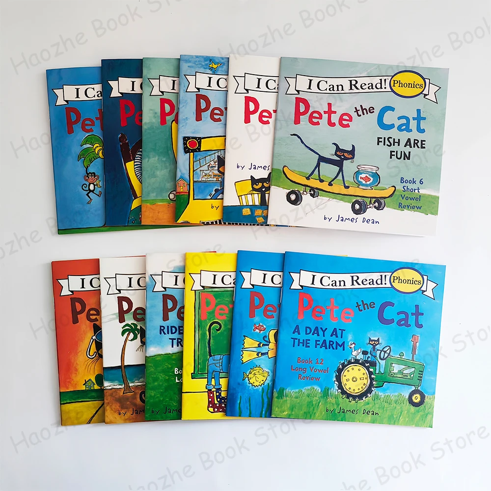 12 권 고양이 Pete 나는 파닉스를 읽을 수 있습니다 영어 그림책 이야기 어린이를위한 포켓 북 어린이 몬테소리 취침 독서