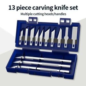 13Pcs 금속 조각 칼 펜 스타일 아트 인감 절단 수동 조합 종이 절단 미끄럼 방지 가제트 DIY 정밀 Repai