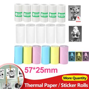 57*25MM 감열지 라벨 스티커 미니 프린터 용 접착 롤 용지 인스턴트 인쇄 어린이 카메라 인쇄 용지 교체