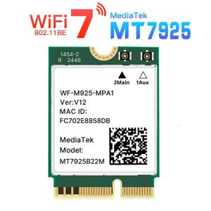 MT7925 WiFi 7 네트워크 카드 5400Mbps Bluetooth 5.3 트라이 밴드 2.4G 5Ghz 6GHz M.2 NGFF 무선 어댑터 Win 10 Win 11