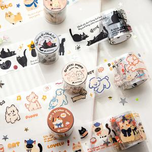 Mr Paper 2 롤/가방 kawaii 고양이와 개 일기 시리즈 테이프 귀여운 스타일 핸드북 테이프 DIY 일기 사진 프레임 전화 케이스