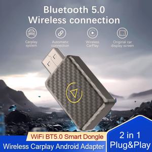 새로운 무선 CarPlay 어댑터 안드로이드 자동 어댑터 플러그 WiFi BT5.0 유선 CarPlay/Andriod 자동차 자동차 용 스마트 동글 플러그 플레이