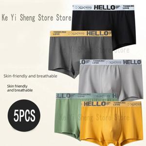 5피스 남성 속옷, 브리프, 레터, 통기성과 편안한 세트, 다양한 색상, L-4XL
