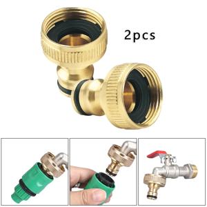 2Pcs 3/4 ''황동 정원 수도꼭지 호스 수돗물 어댑터 워터 파이프 피팅 여성 퀵 커넥터 스레드 탭 커넥터