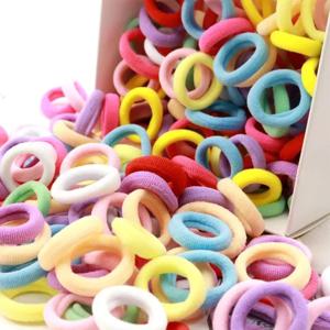 200PCS 여자 여자 다채로운 나일론 탄성 헤어 밴드 포니 테일 잡아 작은 머리 넥타이 고무 밴드 Scrunchie 헤어 액세서리