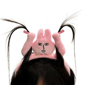 1-20PCS 머리띠 새로운 핑크 토끼 헤어 밴드 기발한 재미 플러시 머리띠 그립 앞머리 귀여운 사진 장식 헤어 밴드 머리 장식