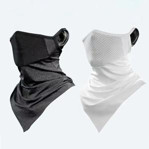 여름 남성 마스크 풀 페이스 자전거 Neckerchief 사이클링 두건 UV 보호 마스크 통기성 얼음 실크 야외 교수형 귀 스카프