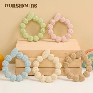 실리콘 아기 젖니가 남 장난감 BPA 무료 신생아 선물 잎 반지 모양 유아 Teether 소년 소녀를위한 씹는 장난감 베이비 케어 액세서리