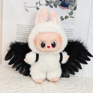 Labubu 인형 액세서리 용 인형 날개 DIY 깃털 천사 날개 액세서리 깃털 선물 화이트/블랙