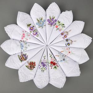 3pcs 선물 28Cm 코튼 수 놓은 손수건 빗질 티 타월 일본 순수 레이스 여성용