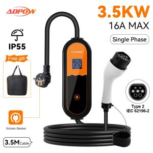 ADPOW 3.5kw GBT EV 충전기 Portbale 조정 가능한 전류 16A 1Phase Type2 세트 지연 충전 시간 SAE J1772 EVSE 충전