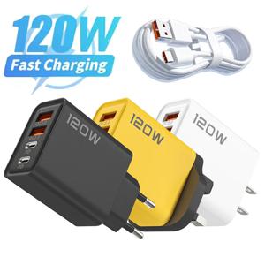 120W 4포트 USB C타입 고속 충전 데이터 케이블 USB 휴대폰 충전기 어댑터 (삼성, 아이폰, 샤오미, 화웨이용)