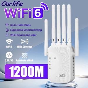 Ourlife 1200Mbps Wifi 증폭기 듀얼 밴드 2.4G 5G 리피터 네트워크 확장기 범위 확장기 WiFi 신호 부스터 무선 라우터