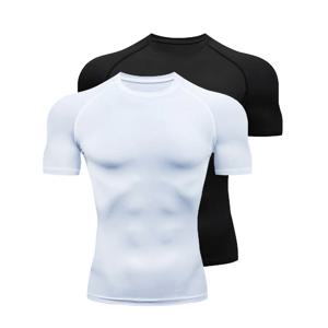 남성 러닝 압축 티셔츠 반팔 스포츠 티셔츠 체육관 피트니스 운동복 남성 조깅 Tracksuit Homme Athletic Shirt Tops