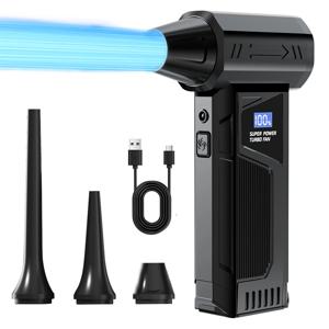 【2025 신제품】 무선 제트 팬 브러시리스 모터 터보 에어 블로워 (자동차 세척용, LED 디지털 디스플레이, 휴대용, 야외 사용)