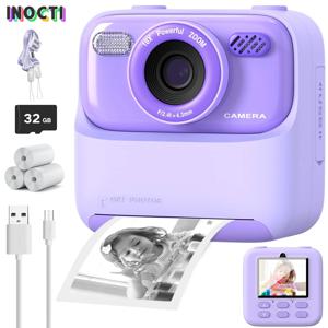 INOCTI 어린이 인스턴트 인쇄 카메라, 유아 디지털 카메라, 소녀 소년을위한 HD 듀얼 렌즈 Selfie 크리스마스 생일 선물 장난감