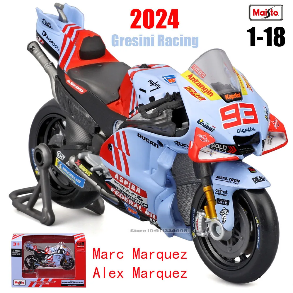 마이스토 1:18 2024 그레시니 레이싱 모토포드 # 93 마르크 마르케스 # 73 Alex Marquez 주조 합금 오토바이 모델 컬렉션 선물 장난감
