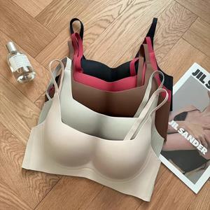노라인 얇은 란제리 여성 작은 가슴 처짐 방지 소프트 서포트 노와이어 브라 여성용