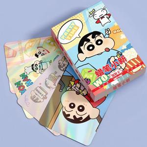 55 개/상자 Kawaii Crayon Shin-chan 레이저 카드 귀여운 만화 Nohara Shinnosuke 컬렉션 Lemo 카드 소녀 생일 선물 재미있는 장난감