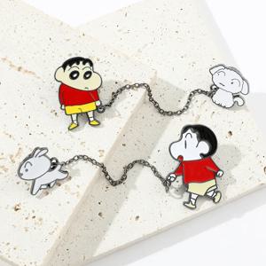 크레용 신짱 만화 피규어 귀여운 금속 배지 산책하는 개 재미 있은 브로치 의류 액세서리 애니메이션 플러시 장난감 코스프레 선물