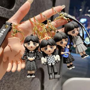 수요일 키 체인 미국 드라마 Addams PVC 모델 인형 펜던트 고딕 배낭 장식 자동차 열쇠 고리 액세서리 만화 선물