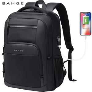 BANGE 경량 15.6 인치 노트북 배낭 방수 USB 충전 포트 다기능 여행 하이킹 학교 가방 남성용 Mochila