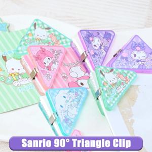 4Pcs Sanrio Cinnamoroll Kuromi 미니 삼각형 클립 만화 Pochacco 멜로디 학생 파일 보관 클립 교사 사무용품