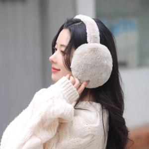 여성용 모피 귀마개 1개 - 접이식 한국식 봉제 토끼 모피 귀마개, 필수 방한 및 따뜻한 귀 보호