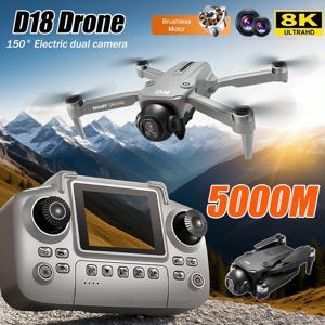 새로운 D18 RC 드론 8K 전문가용 HD 듀얼 카메라 360 °   장애물 회피 기능 탑재 무브러시 대형 화면 쿼드콥터 장난감