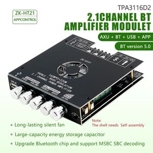 ZK-HT21 3G Bluetooth 5.0 증폭기 모듈 2.1 채널 TDA7498E 160Wx2+220W 서브우퍼 지원 AUX USB APP 제어