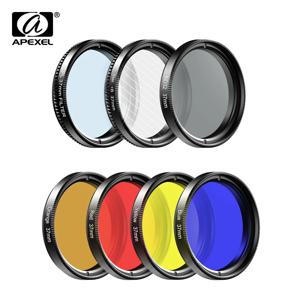 APEXEL7 in 1 휴대폰 렌즈 키트, 0.45x 와이드, 37mm UV 풀 블루 레드 컬러 필터, CPL ND32 + 스타 필터, 아이폰 샤오미 모든 스마트폰용