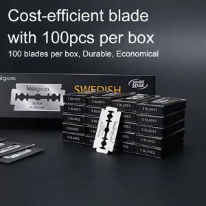 더블 에지 면도기용 100/50/30개 면도날, 면도 및 제모 기능이 있는 접이식 칼에 사용되는 스테인레스 스틸 블레이드