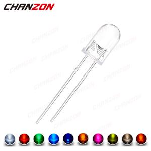 100pcs 5mm LED 다이오드 울트라 브라이트 따뜻한 화이트 레드 그린 블루 UV 퍼플 옐로우 오렌지 핑크 여러 가지 빛깔의 2V 3V 방출 모듬 세트
