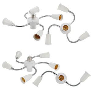 조정 가능한 흰색 E27 기본 라이트 소켓 분배기 구즈넥 LED 전구 홀더 변환기 연장 호스 3 4 5 웨이 어댑터