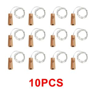 10PCS 와인 병 코르크 LED 문자열 조명 휴일 요정 조명 갈 랜드 크리스마스 트리 웨딩 파티 장식 1M 2M 3M 배터리 케이스