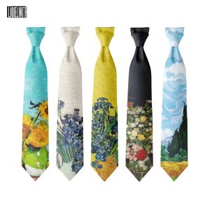 성인용 꽃 유화 반 고흐 넥타이, 8cm 와이드 폴리에스터 슬림 셔츠 정장, 파티 액세서리, 레트로 아트, 개성 있는 넥타이