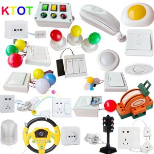 바쁜 보드 DIY 재료 액세서리 램프 초인종 몬테소리 교육 보조 실습 능력 사운드 색상 인식 나무 장난감