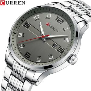 CURREN 비즈니스 남성 럭셔리 시계 스테인레스 스틸 쿼츠 Wrsitwatches 빛나는 손으로 남성 자동 날짜 시계