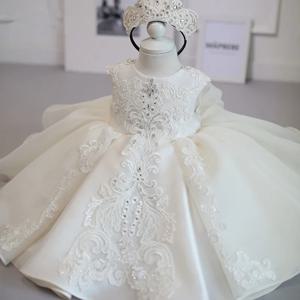 아기 소녀 크리스마스 세례 화이트 핑크 드레스 키즈 구슬 1 생일 우아한 공주 파티 Christening 유아 Vestidos