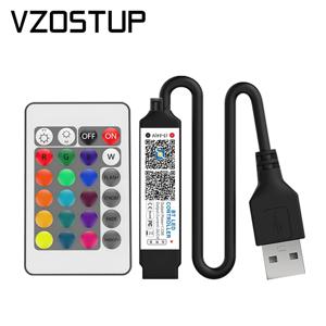 블루투스 RGB LED 스트립 컨트롤러 24키 IR 원격 조광기 음악 전화 APP 제어 밝기 5050 테이프 조명 조정
