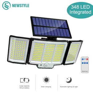 태양광 야외 328/348 LED 통합 슈퍼 밝은 모션 센서 강력한 전력 IP65 방수 3 작업 모드 정원 벽