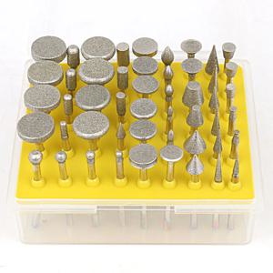 50pcs 다이아몬드 그라인딩 헤드 세트 Dremel 연마 로타리 도구 용 3.0mm 생크 그라인딩 버 그라인더 헤드 다이아몬드 버