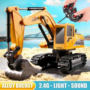 RC 굴삭기 2.4Ghz 6 채널 1:24 RC 엔지니어링 자동차 합금 및 플라스틱 굴삭기 소년 장난감 6CH 및 5CH RTR 아이 크리스마스 선물