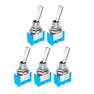 DaierTek 5PCS 2 핀 미니 토글 스위치 SPST 2 위치 ON OFF 솔더 터미널이있는 자동차 트럭 용 플랫 핸들 래칭 스위치