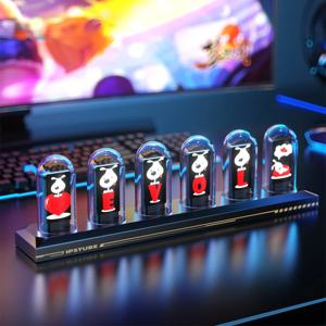 RGB 글로우 튜브 시계 DIY LED 전자 야간 조명 자동 테이블 램프 홈 데스크탑 장식을위한 디지털 시계 장식
