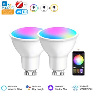 GU10 지그비/와이파이 LED 전구 RGB CW WW 스포트라이트 LED 전구 스마트 LED 램프 Alexa 에코 허브 Google Yandex Smartthings와 호환
