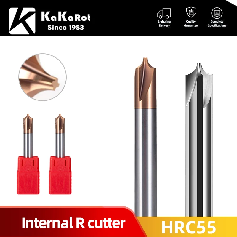 KaKarot HRC55 반경 코너 라운딩 커터 R0.5 R1 R1.5 R2 R3 R4 R5 모따기 외부 반경 라우터 비트 CNC 공구 엔드 밀