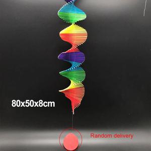 다채로운 나무 바람 종소리 레인보우 바람 스피너 모바일 차임 잔디 바람 나선형 파티 홈 장식, 정원 장식 장식, DIY 펜던트